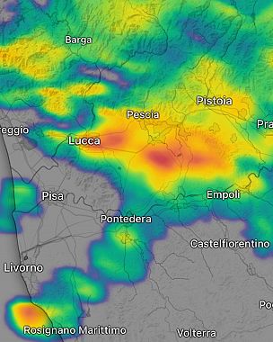 La linea temporalesca attiva alle 9 del 14 Febbraio mappa